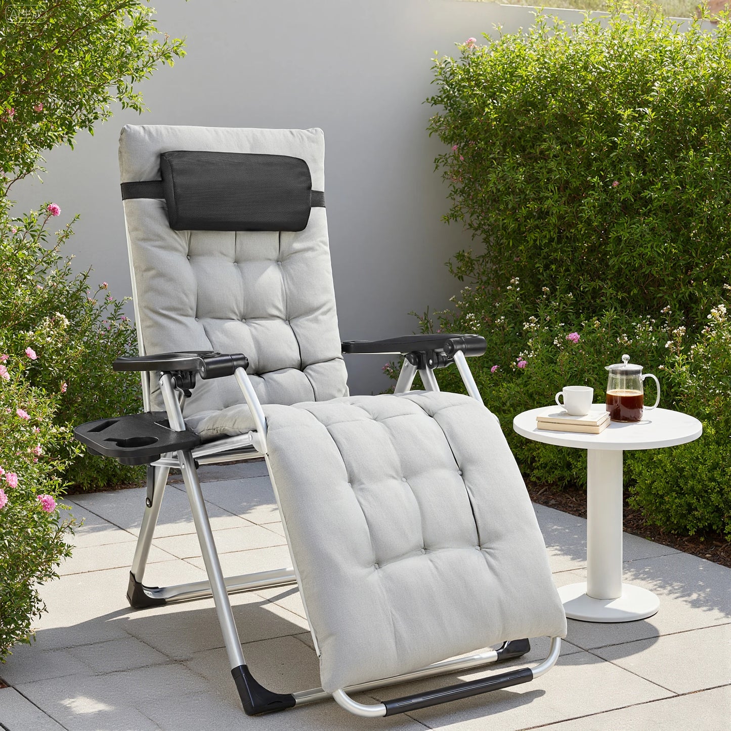 JHK Zero Gravity Recliner Set Of 2 Portable Outdoor Patio Lounge Chairs With Cup Holders