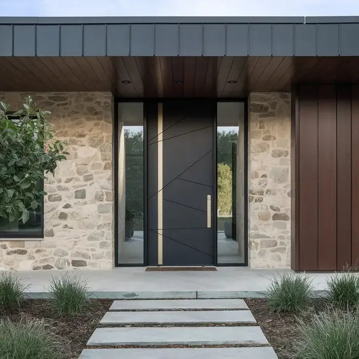 Charge Unit Aluminium Exterior Entrance Door With Tempered Glass For Villa Modern Security