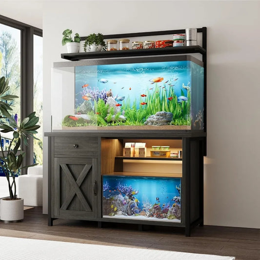 4ever2buy 55-75 Gallon Fish Tank Stand With LED Cabinet