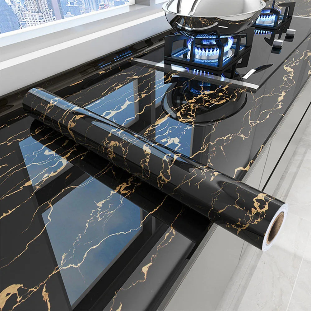Self Adhesive Marble PVC Film Waterproof Oilproof Wallpaper For Countertops