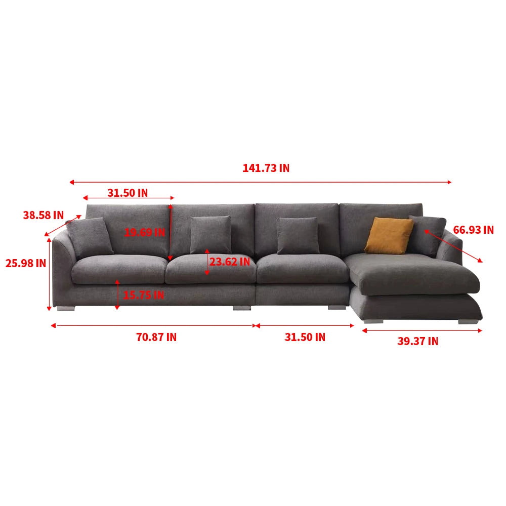 CN Guangdong Cloud Down Filled L Shaped Chaise Sofa