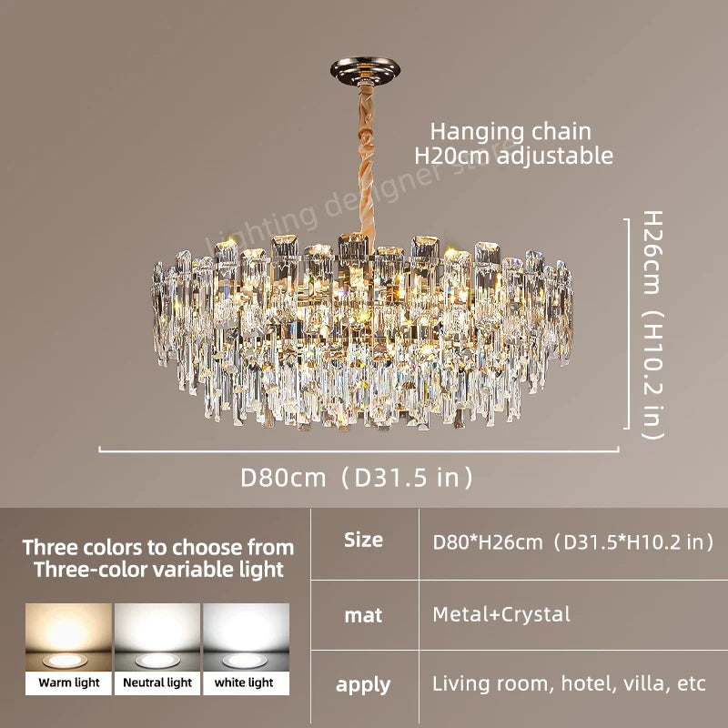 Yingxuan Loft Pendant Light Crystal Chandelier LED Ceiling Lamp For Dining Room Modern Living