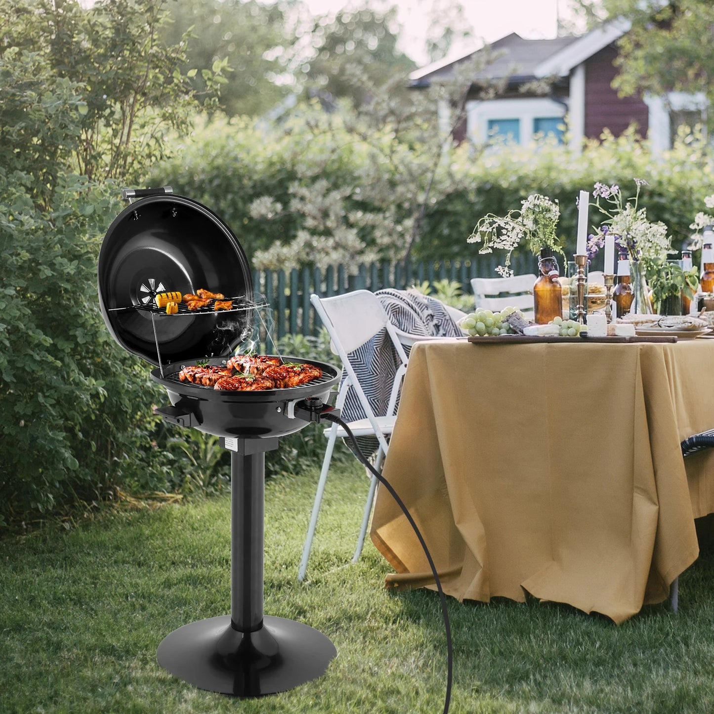 Electric BBQ Grill With Stand Ultraportable Indoors Outdoors 1600W PerformanceEnhancer