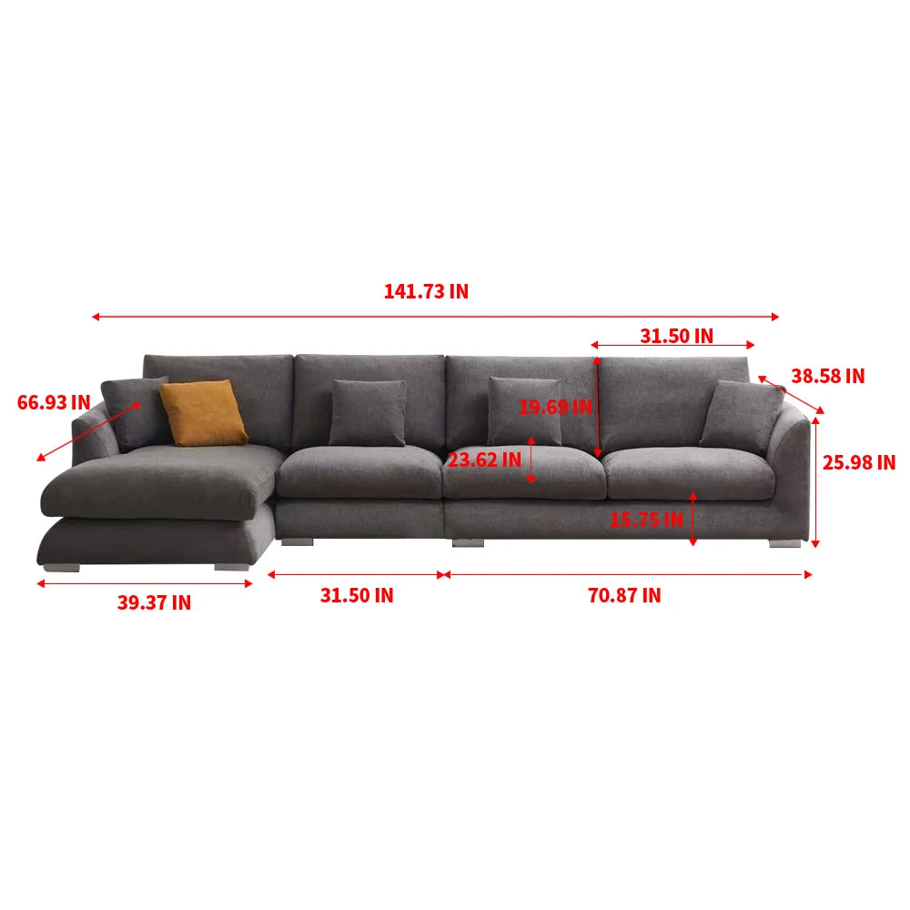 CN Guangdong Cloud Down Filled L Shaped Chaise Sofa