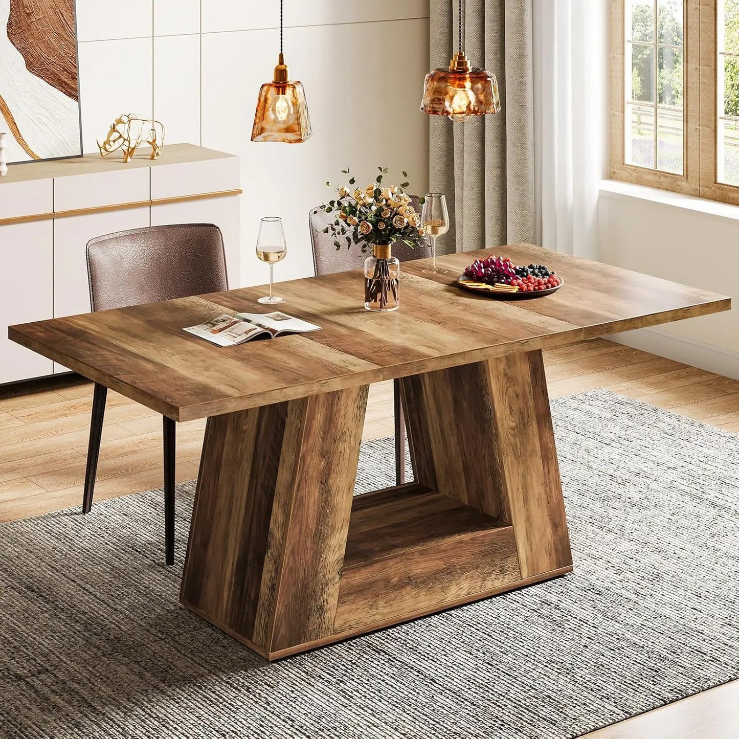 LITTLE TREE Modern Dining Table With PremiumSolidBase EngineeredConstruction In Kitchens