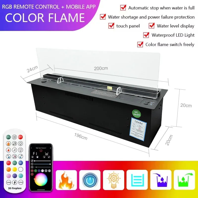 AFLYEVER Electric LED Fireplace 3D Flame Water Vapor