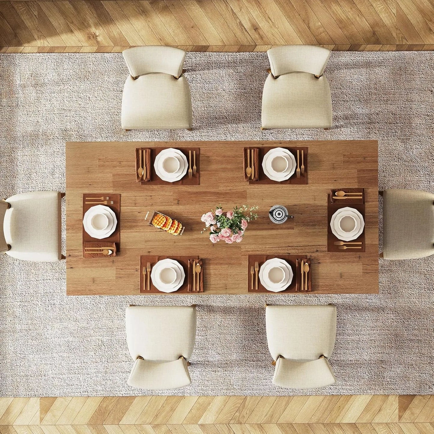 Little Tree Farmhouse Dining Table for Living and Dining Rooms