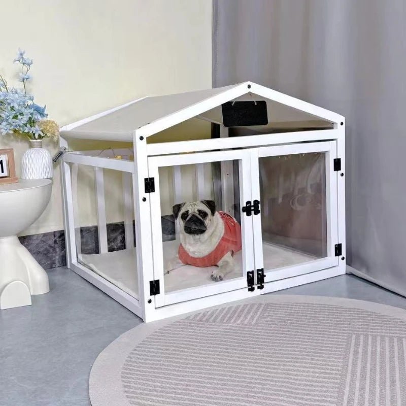 Sichuan Solid Wood Large Dog And Cat House With Removable Washable Double Doors Indoor Villa