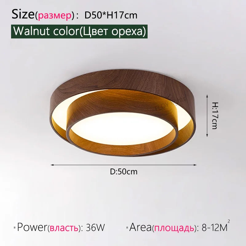 Menvix Nordic Walnut Wood LED Ceiling Chandelier for Living Dining Room Balcony Bedroom Lamp Home Decor Indoor Lighting Fixture