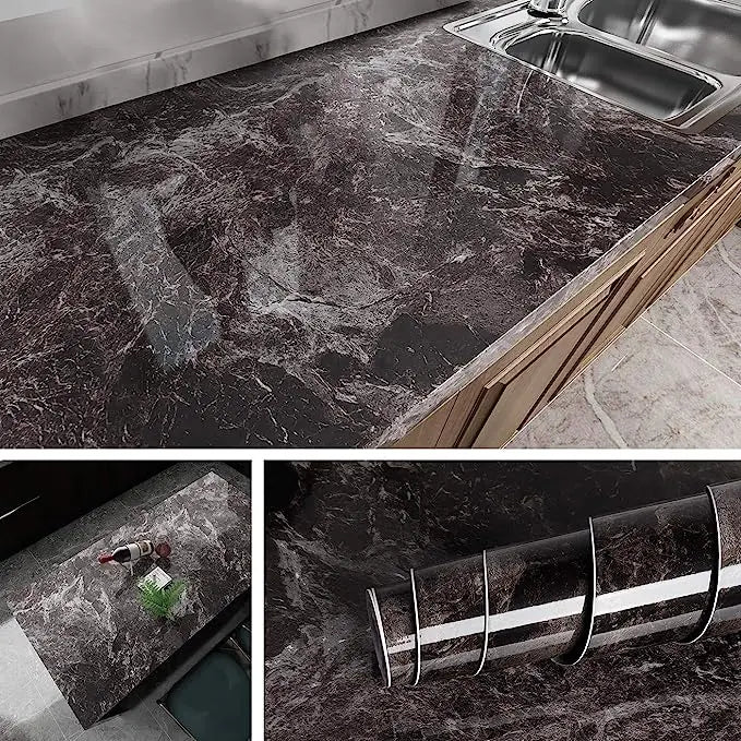 Self Adhesive Marble PVC Film Waterproof Oilproof Wallpaper For Countertops