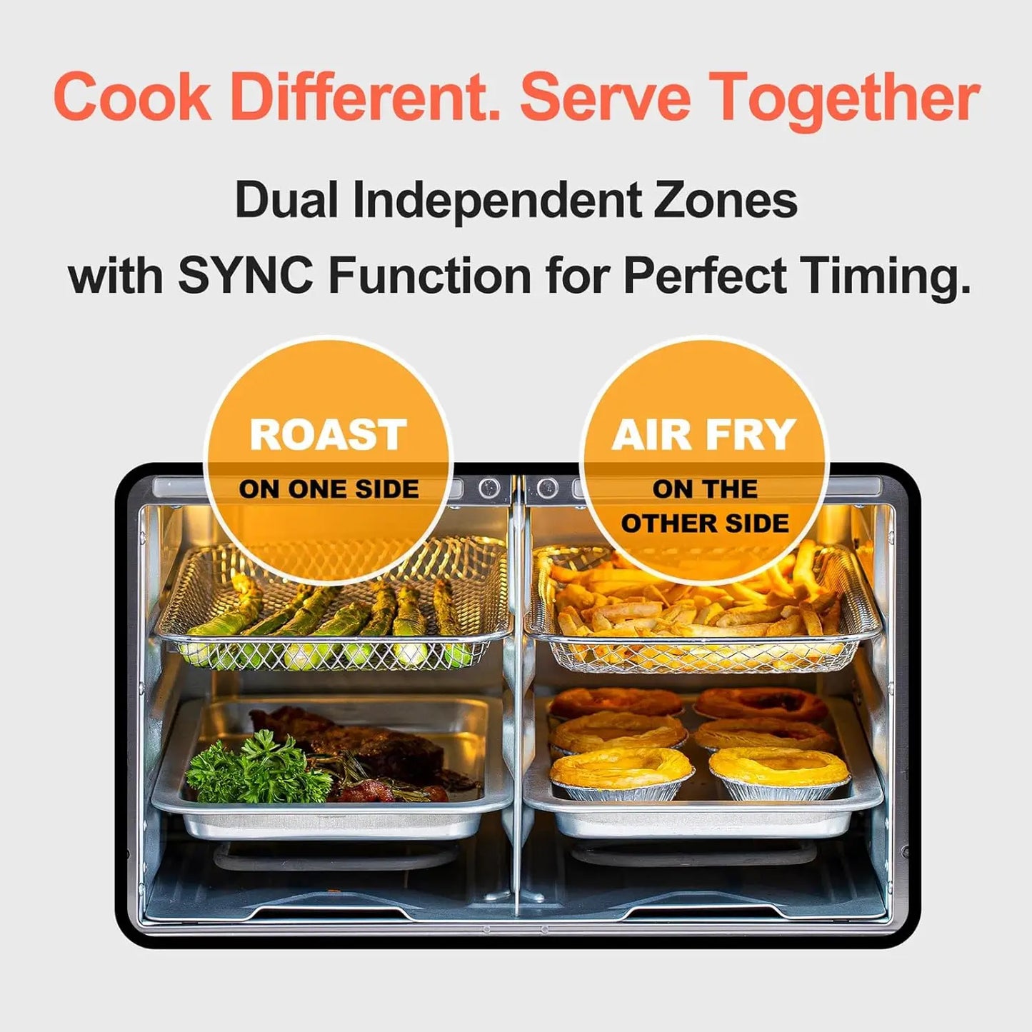 XMSJ Dual Zone Air Fryer Toaster Oven Convection Rotisserie