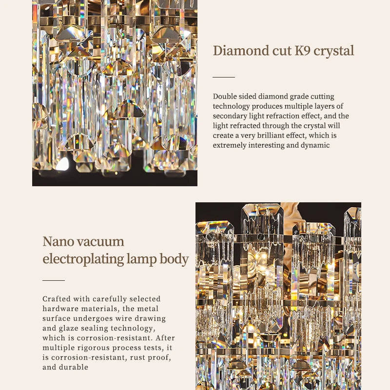 Yingxuan Loft Pendant Light Crystal Chandelier LED Ceiling Lamp For Dining Room Modern Living
