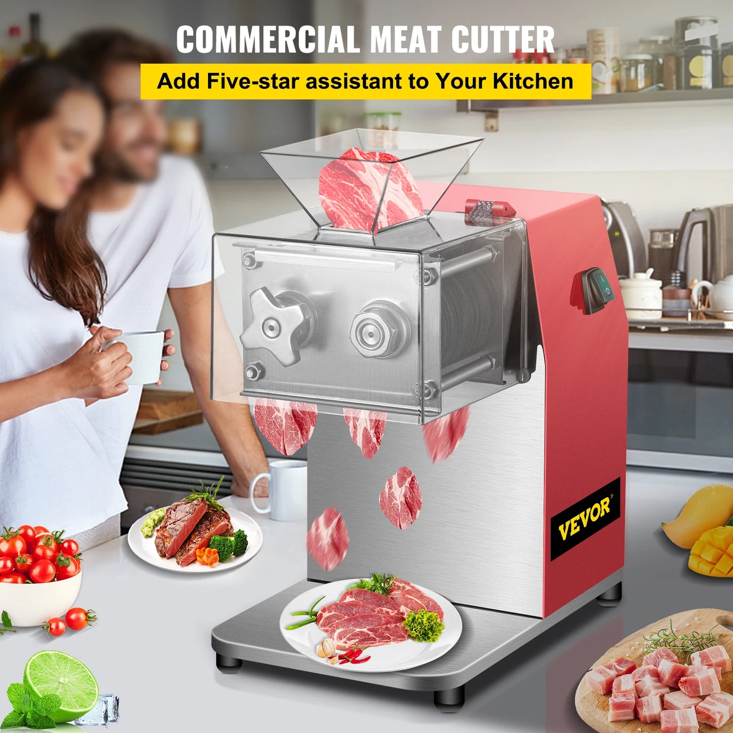 VEVOR Commercial Electric Meat Slicer Grinder and Vegetable Cutter