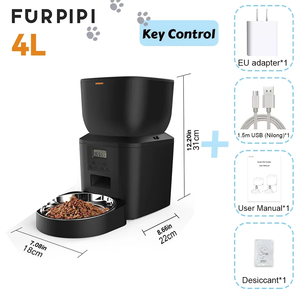 Furpipi Automatic Cat Feeder With Key Control And Time Setting