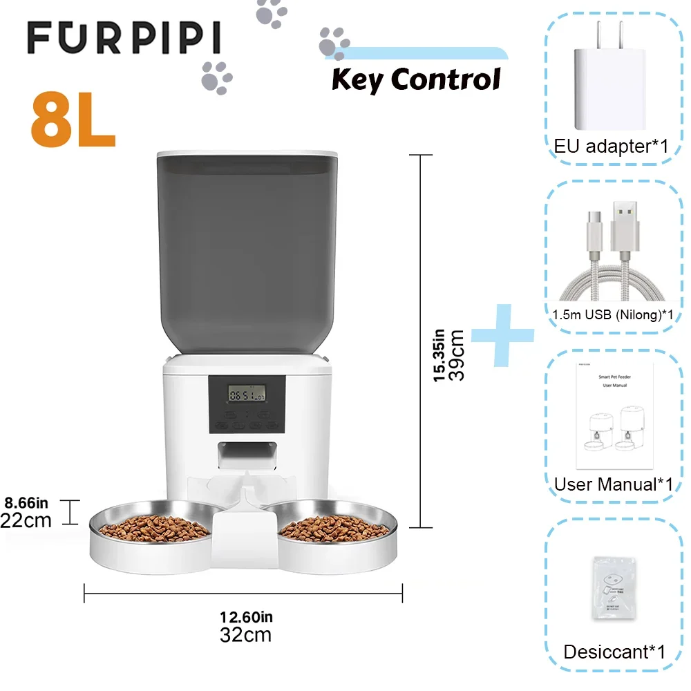 Furpipi Automatic Cat Feeder With Key Control And Time Setting