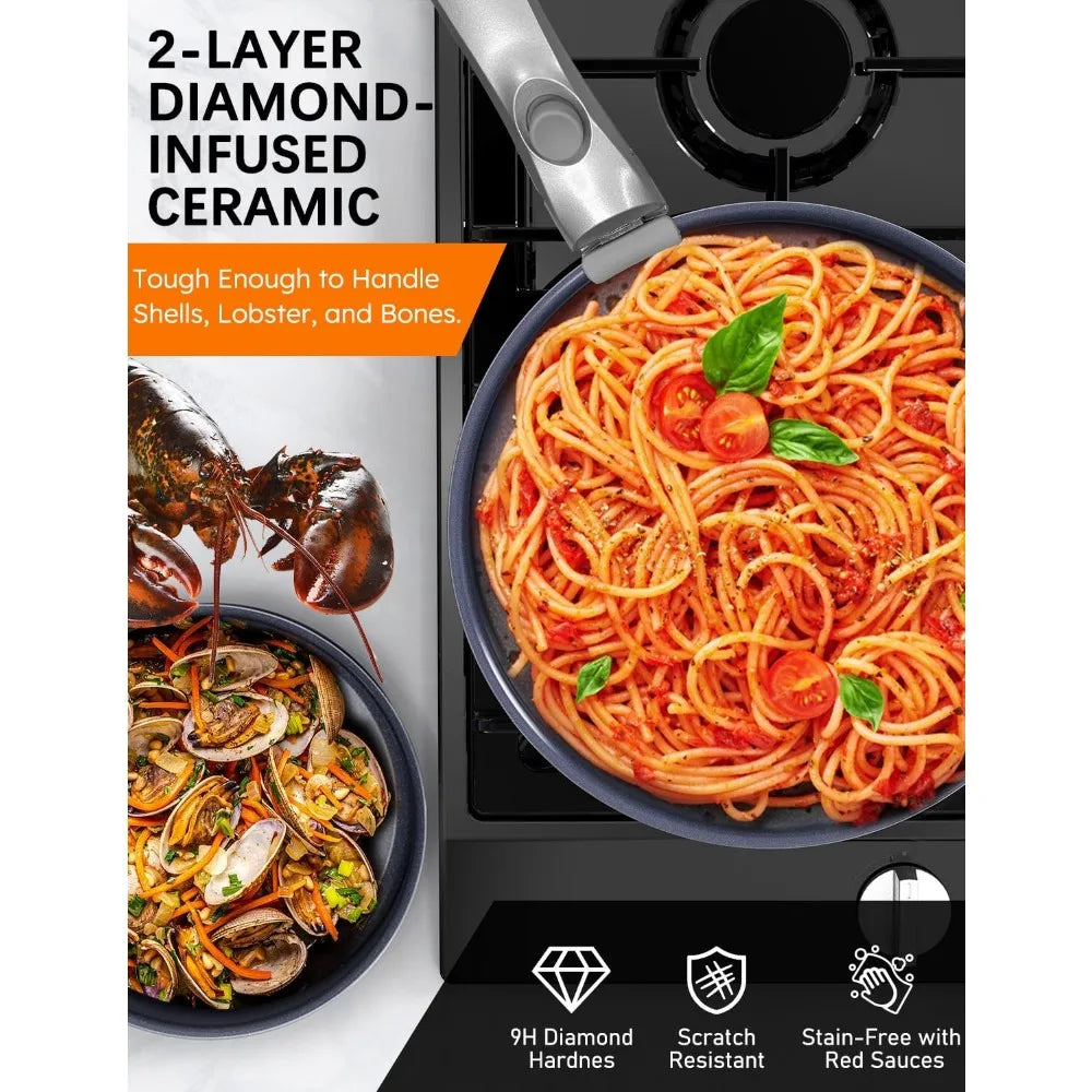 Iosn Pro 12pc Hybrid 3-Ply Stainless Steel Cookware Set
