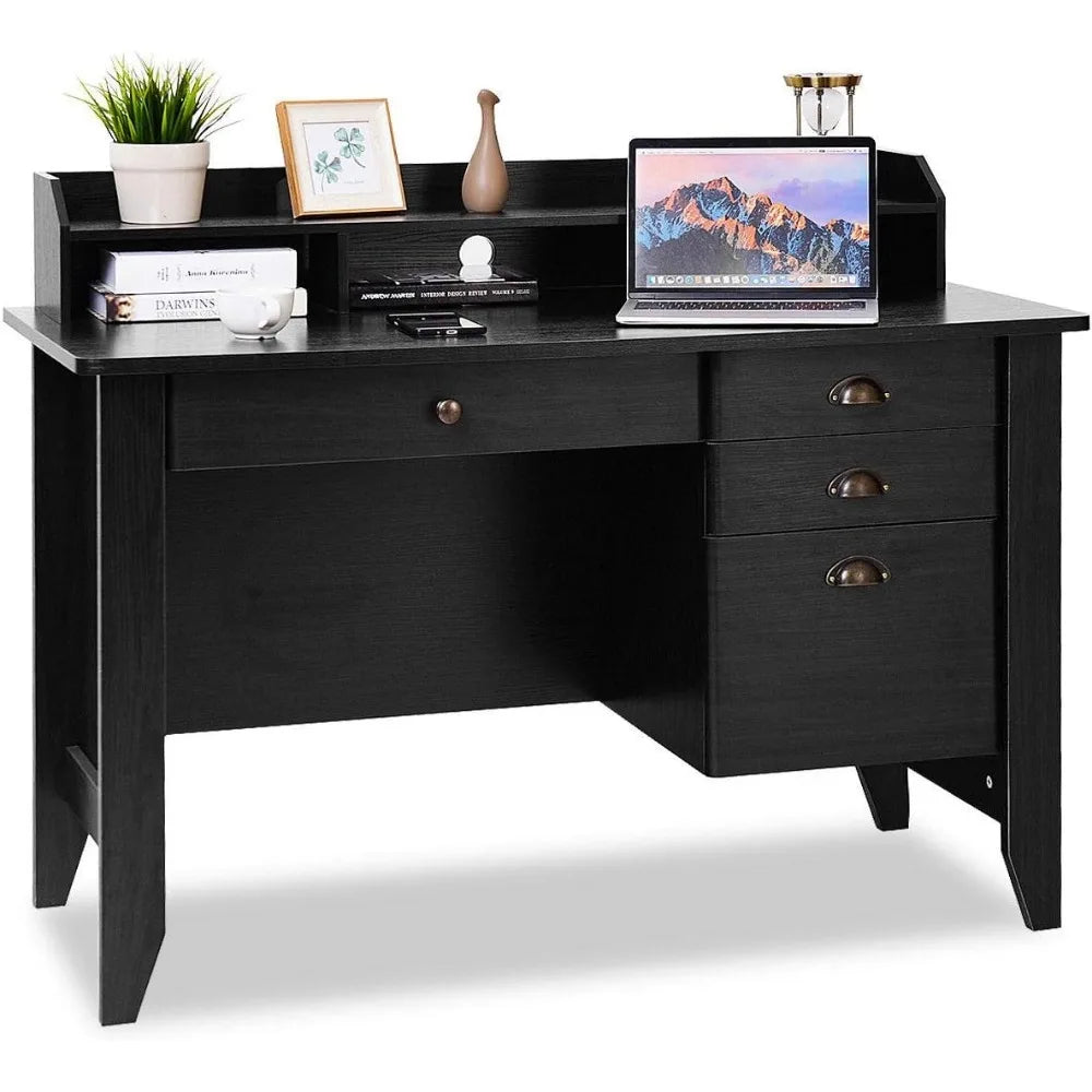 ZHUXIANG Premium Contemporary Solid Wood Computer Desk With Expansive StorageSolution
