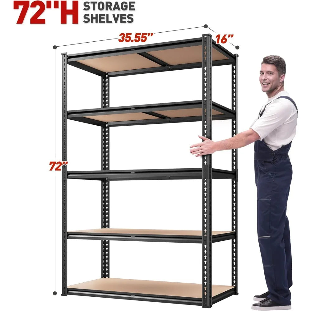High-concerned Storage Shelves 5 Tier Garage Shelving Heavy Duty Industrial Grade Unit