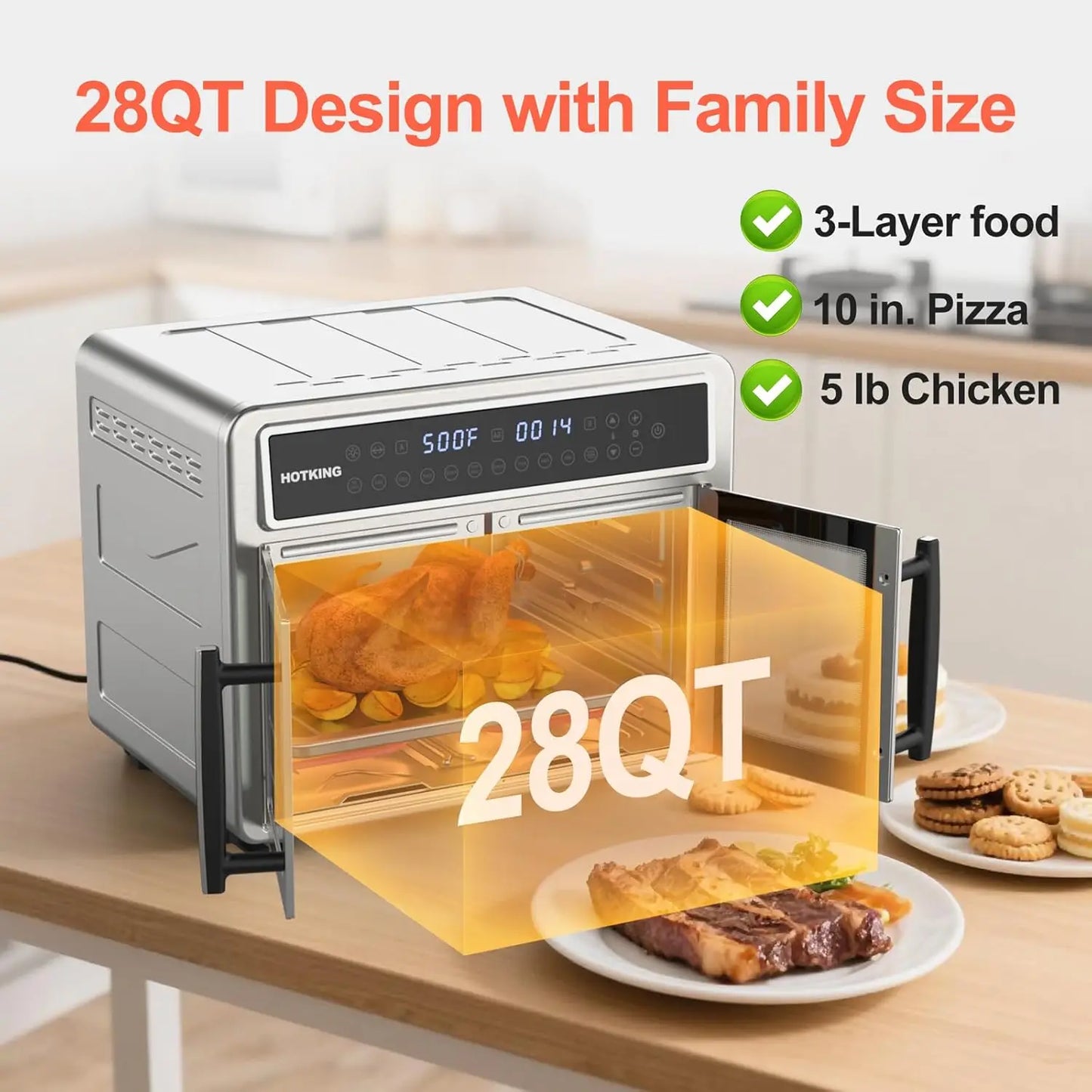 XMSJ Dual Zone Air Fryer Toaster Oven Convection Rotisserie