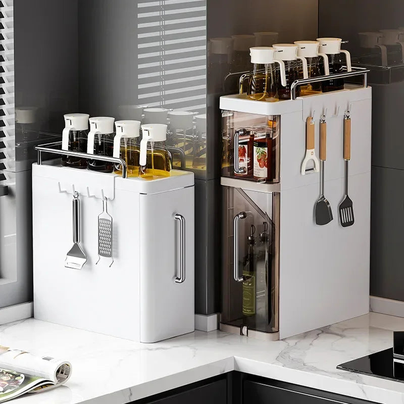 New Kitchen Spice Shelves Pull-Out Spice Racks Narrow Countertops Multi-Functional Household Oil Salt Sauce and Vinegar Storage