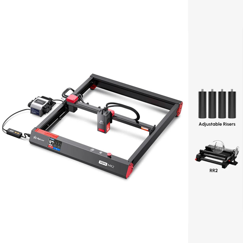 AlgoLaser Alpha MK2 Laser Engraver 20W Output Power 3.5” Color Touch Screen App Offline Control DIY Engraver Tool for Metal MDF