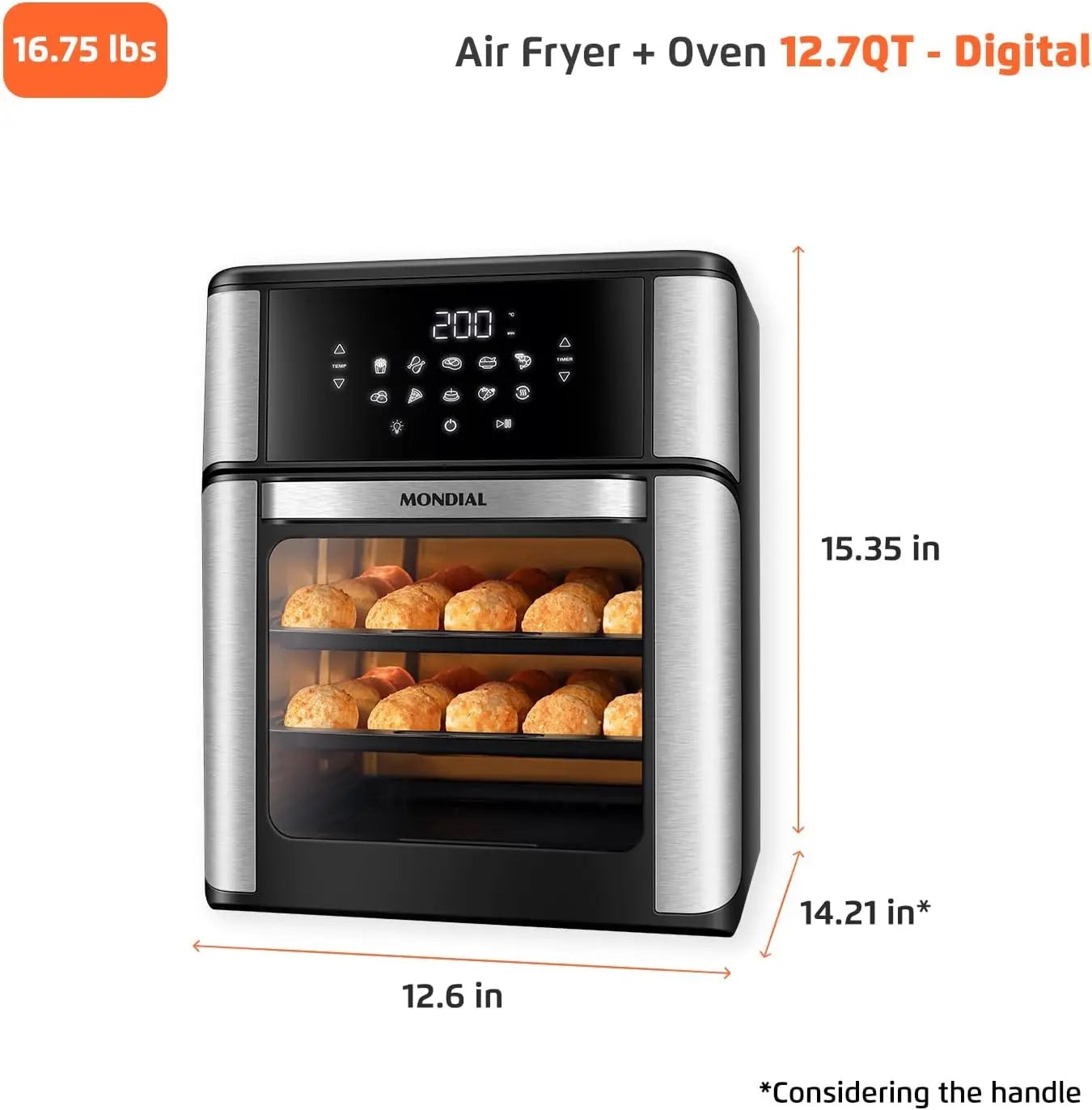 Mondial Air Fryer Oven 1800W Touchscreen Auto Shut Off