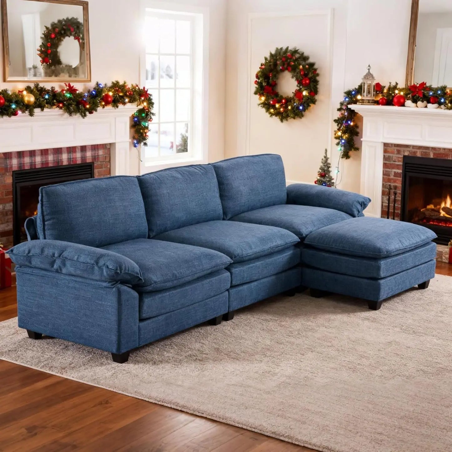 Modular Sectional Sofa With Ottoman Chenille Sleeper Upholstered Furniture