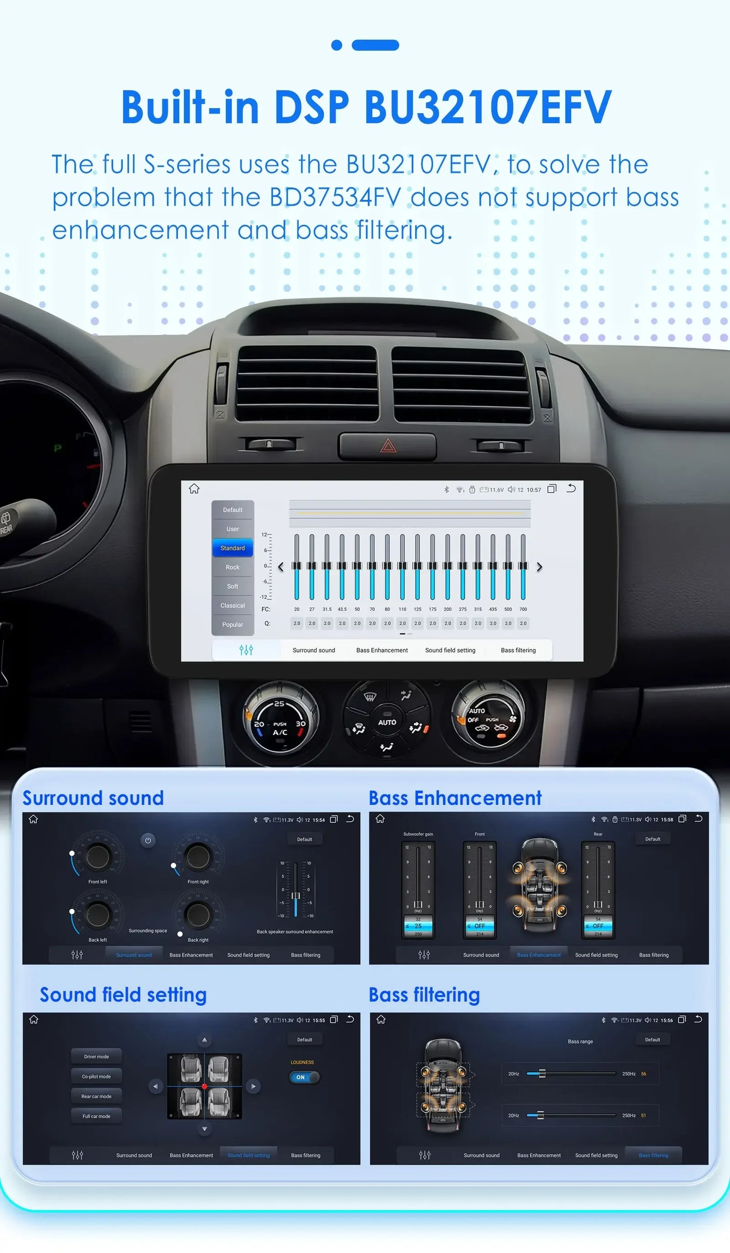 Hizpo 1 Din Car Radio Multimedia Player Detachable Panel 10.33" Wireless Carplay Android 360° Rotatable Universal Stereo GPS BT