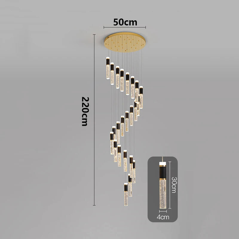 Savenmade Crystal Staircase Pendant Chandelier for Living Room Lighting