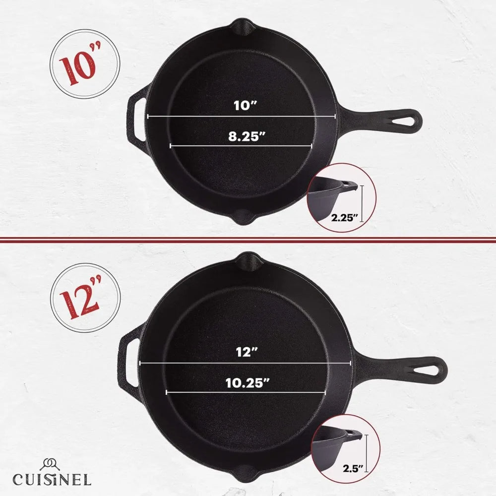 Premium Cast Iron Skillet Set FourPiece Preseasoned IndoorOutdoor Cooking Enthusiasts