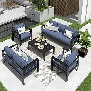 Aluminum Outdoor Patio Furniture Set Modern Conversation Sectional Sofa With Upgraded Cushions
