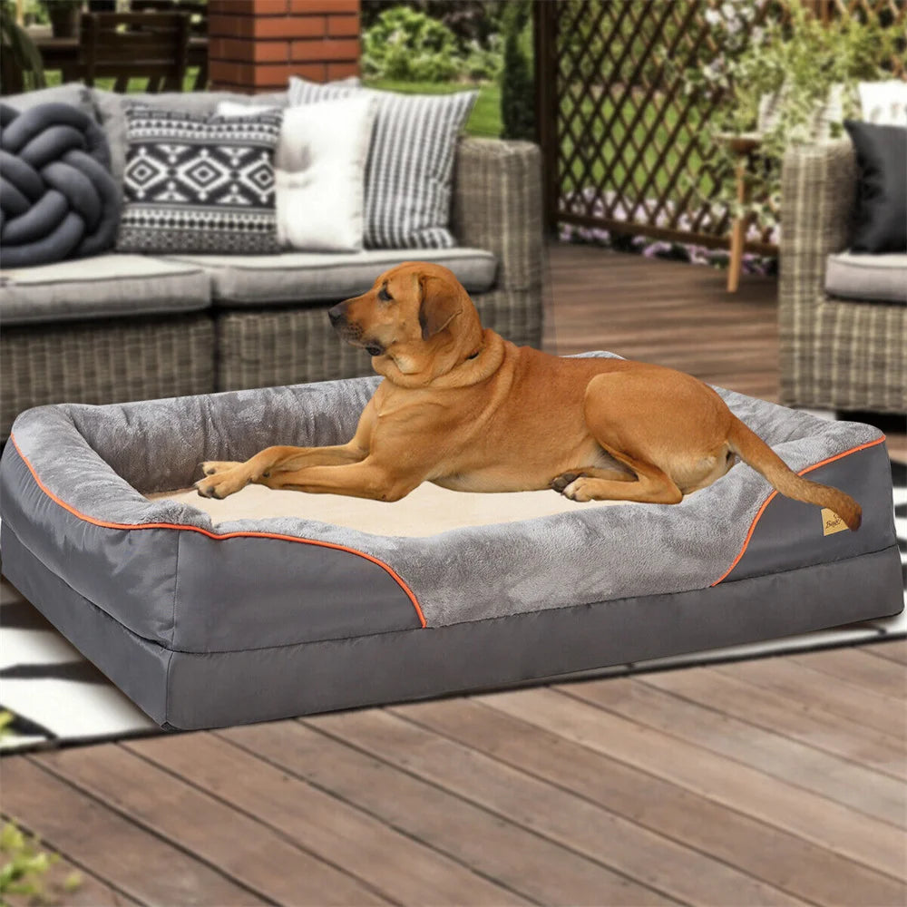 BORWARTCN Orthopedic Memory Foam Dog Bed Waterproof Removable Cover