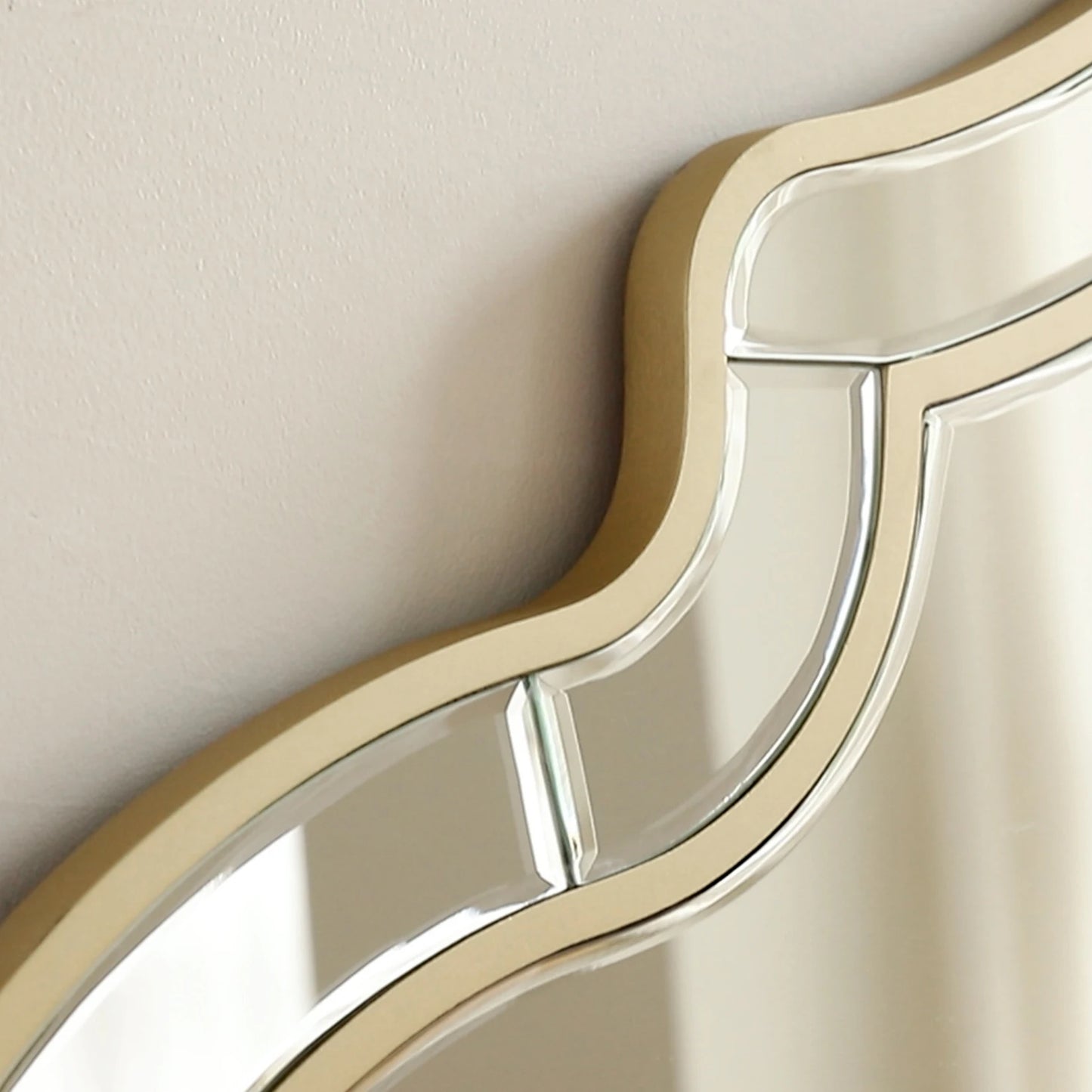 Framed Glass Wall Mirror With Rim Art Accent For Hallway