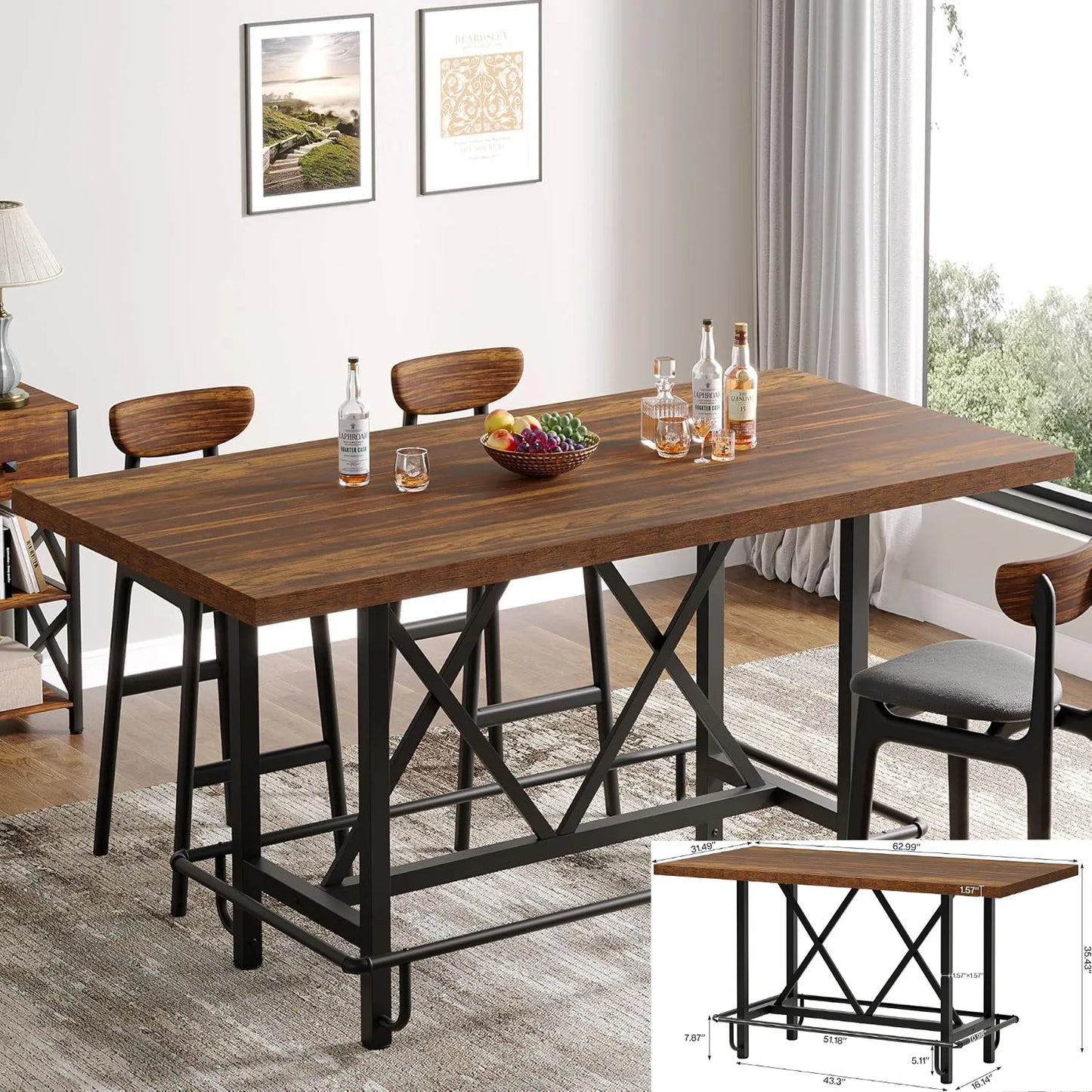 Little Tree Farmhouse Dining Table for Living and Dining Rooms