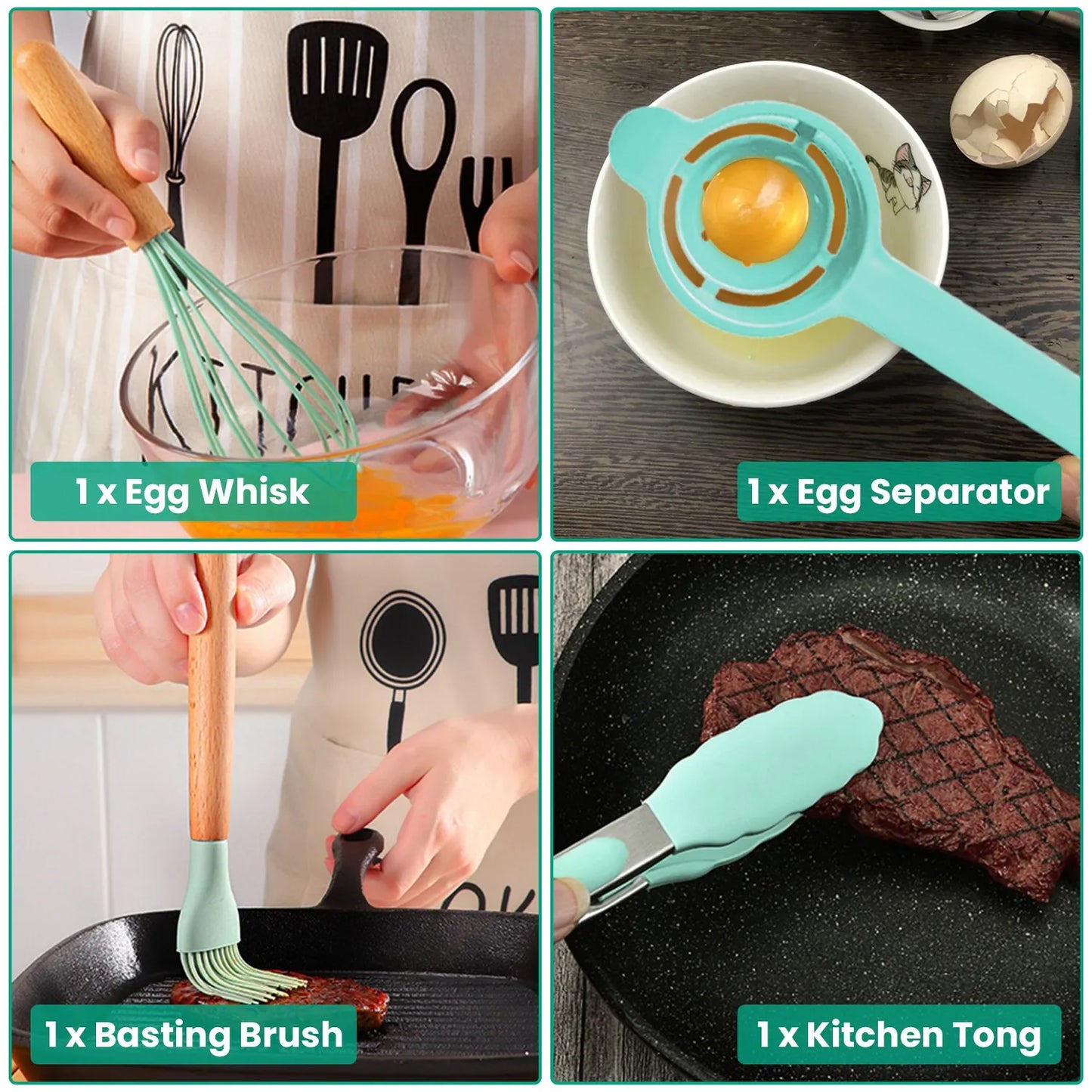 Dinnerware PremiumGrade UltraKitchen Utensils Set With Holder Spatula EggWhisk Deluxe