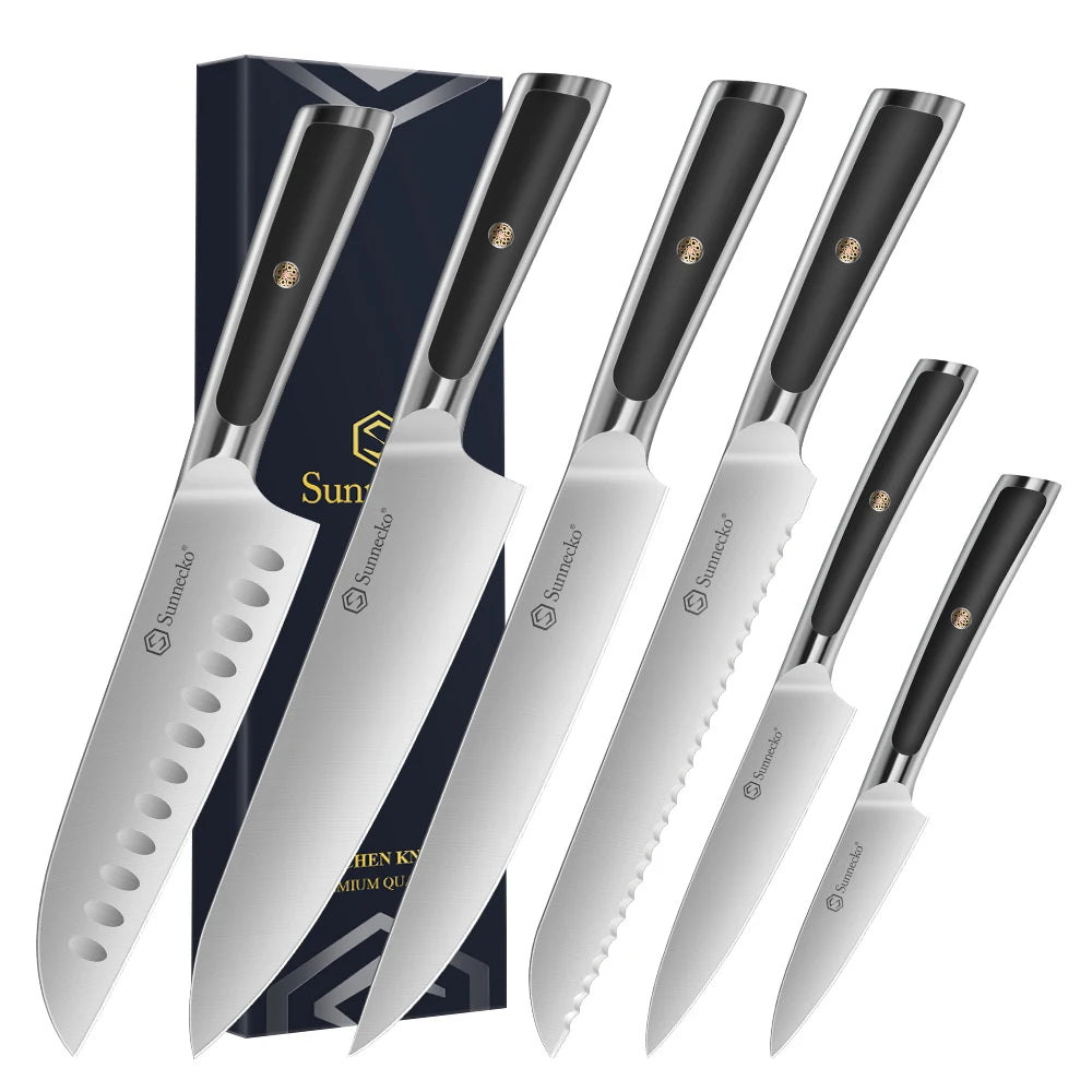 Sunnecko 6 Piece Kitchen Knife Set Stainless Steel