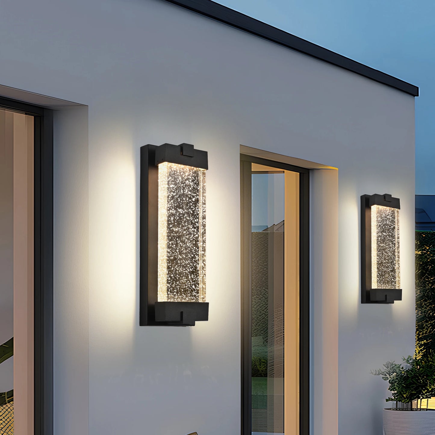 FAISHILAN LED Outdoor Wall Light Aluminum Bubble Crystal Glass Sconce