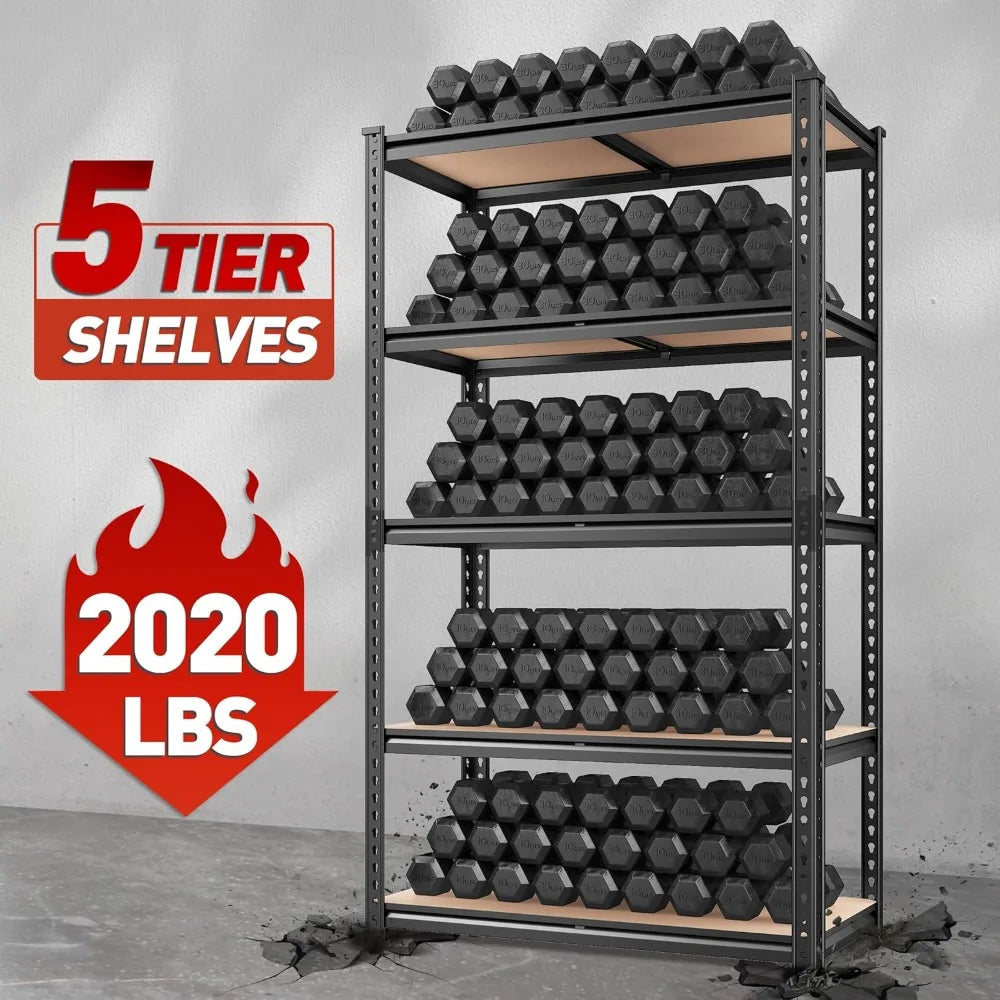 High-concerned Storage Shelves 5 Tier Garage Shelving Heavy Duty Industrial Grade Unit