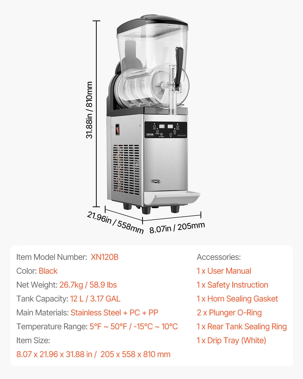 VEVOR Commercial Slushy Machine Stainless Steel Margarita Frozen Drink Maker