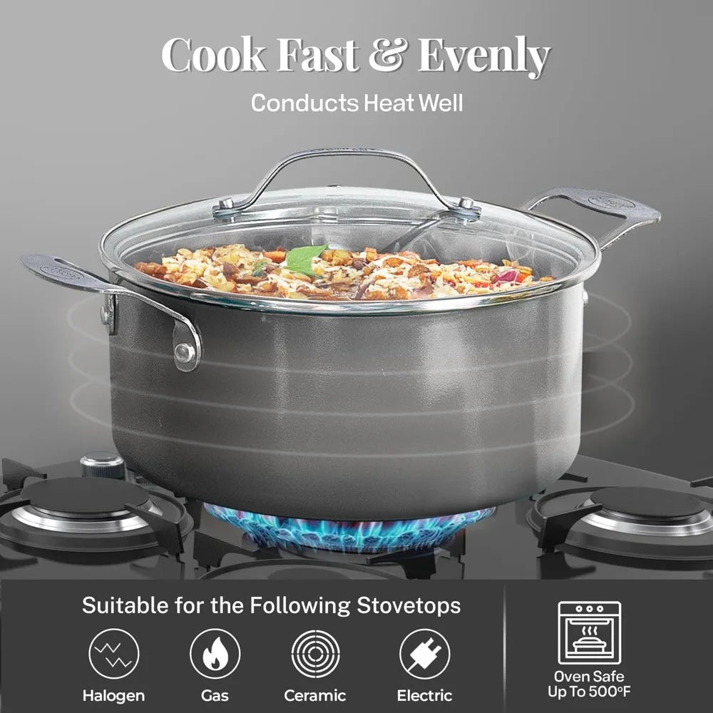 RBXC Ceramic Cookware Set With Nonstick Pots And Pans Steamer