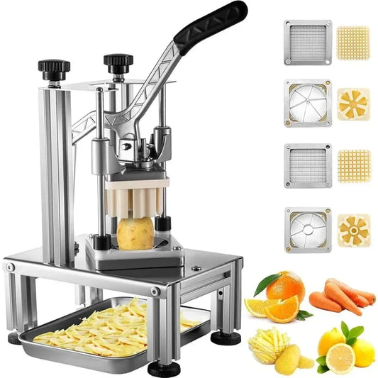 Commercial French Fry Cutter with 4 Replacement Blades, 1/2" or 1/4" or 3/8" 6 or 8-wedge Slicer or 6-wedge Apple Corer