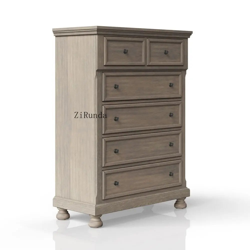5 Drawer Chest Living Room Storage Cabinet Solid Wood MDF
