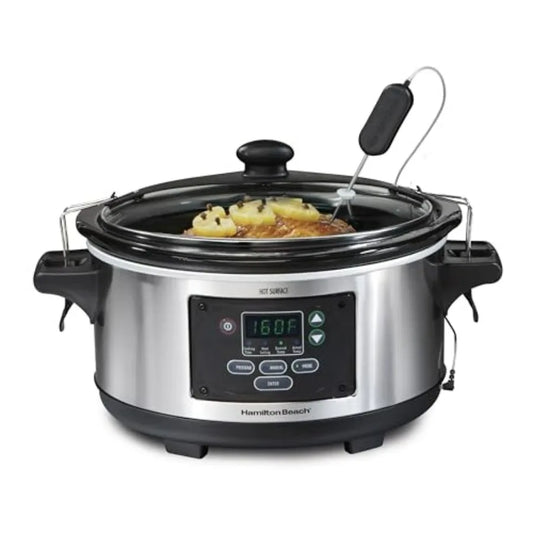 Iosn Digital Programmable Slow Cooker with Lid Lock Temperature Probe