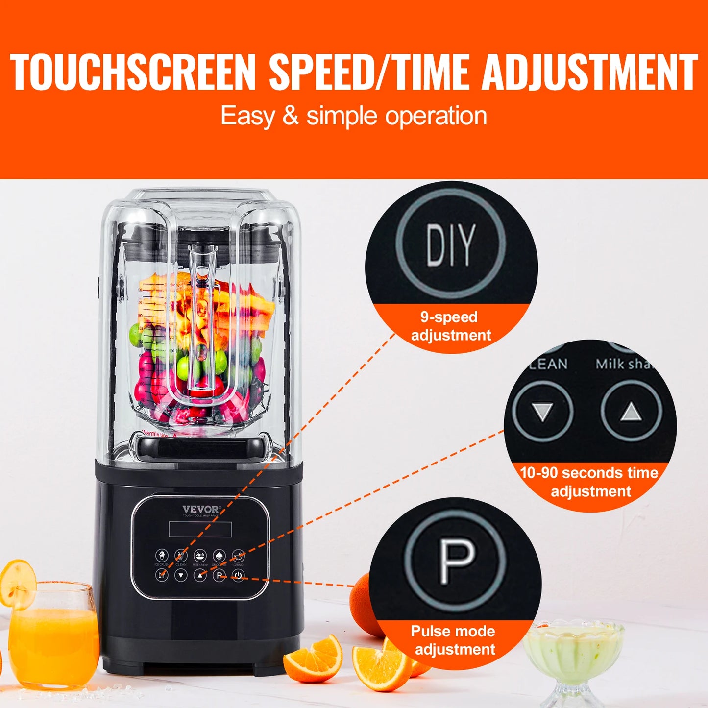 SucceBuy 2L Smoothie Blender Commercial Grade Food Fruit Processor Multifunctional Mixer Make Shakes And Crush Technology Home