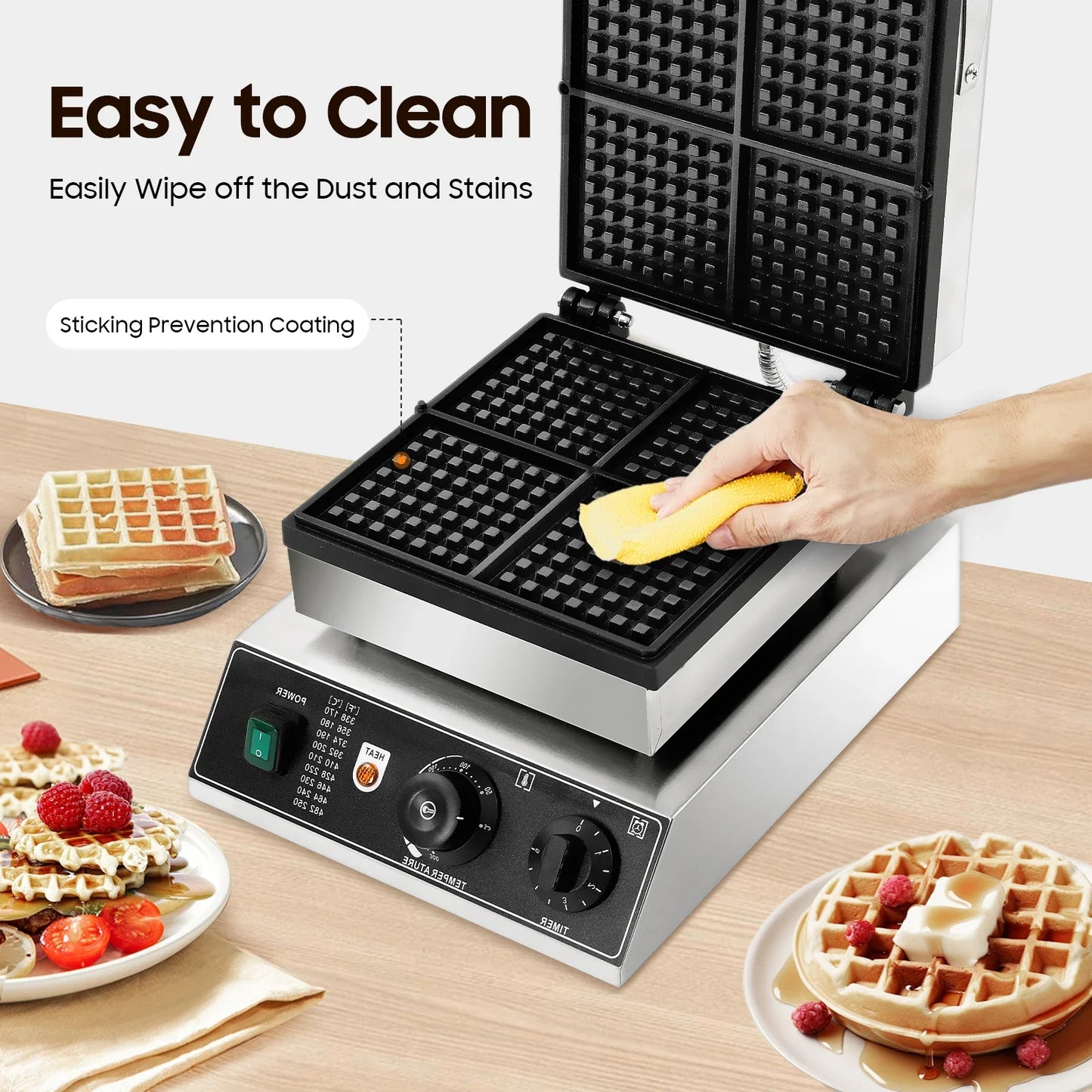 Sweetmile Commercial 4-Grid Electric Waffle Maker