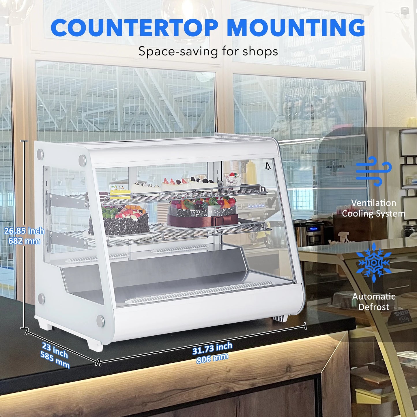 Acekool Commercial Pastry Display Refrigerator With Tempered Glass Door
