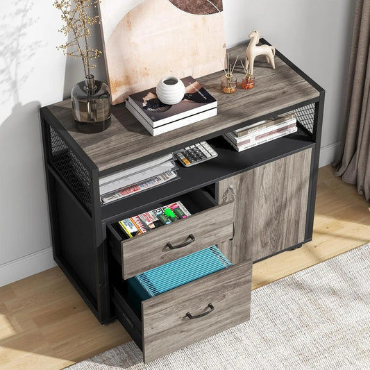 2-Drawer Mobile Wood File Cabinet Lockable With Wheels