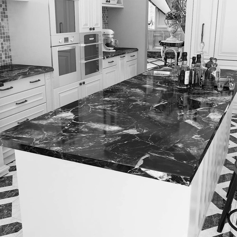 Self Adhesive Marble PVC Film Waterproof Oilproof Wallpaper For Countertops