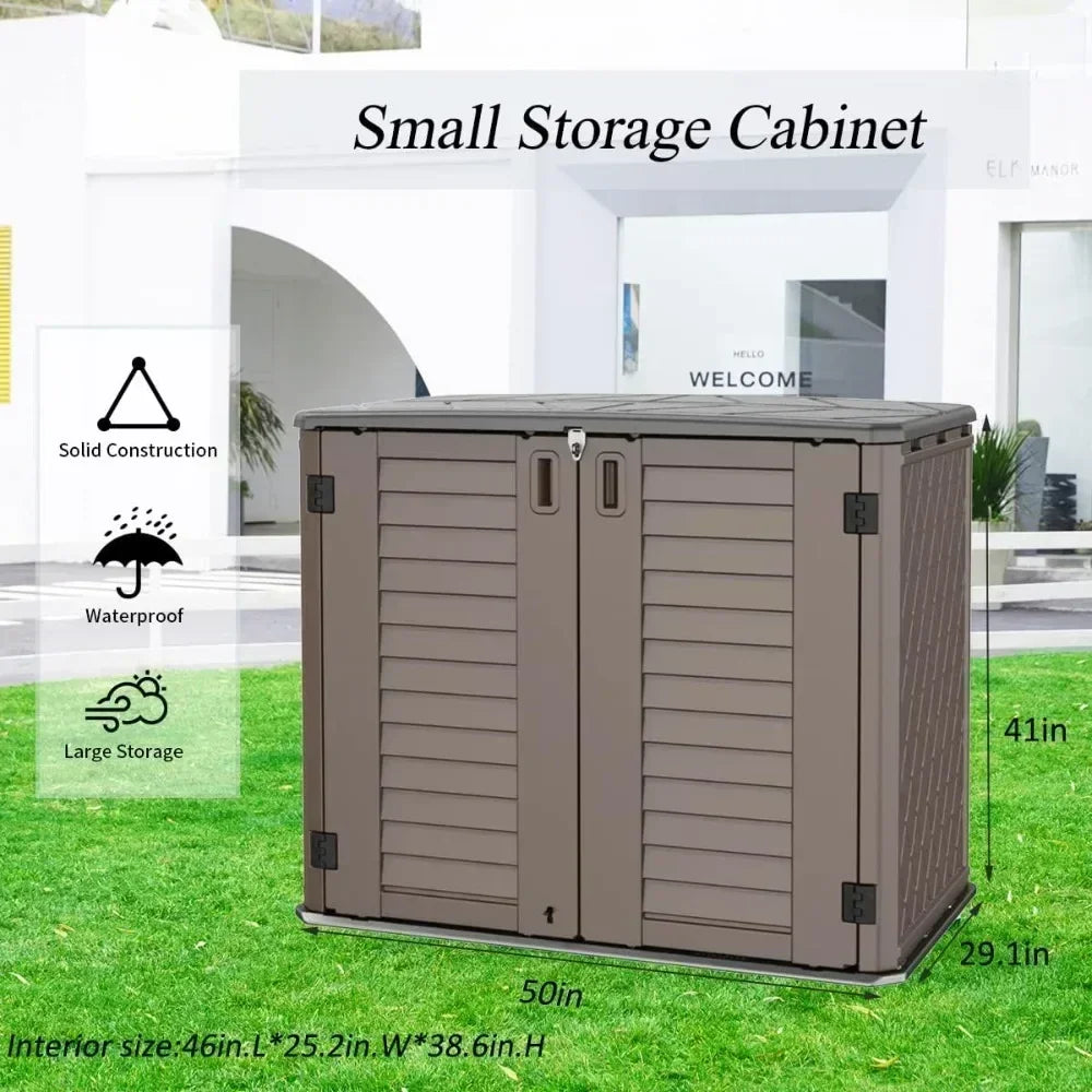 XMSJ Resin Outdoor Storage Cabinet Waterproof For Garden Backyard Home Pool Weather Resistant