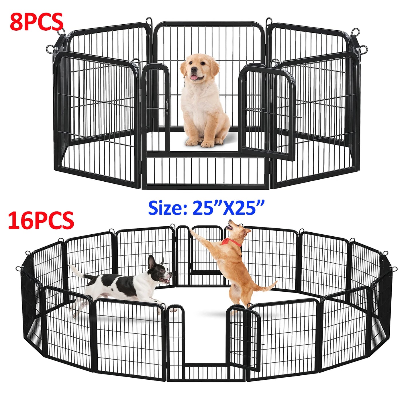 Dog Playpen With Door WeatherResistantAllSeason Foldable Iron Pet Fence Enclosure
